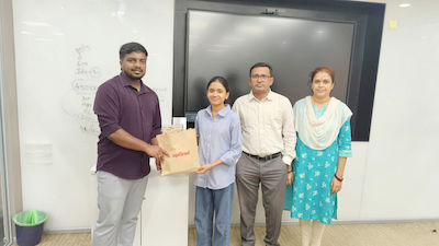 upGrad Kasturi Nagar office - student and parents with the counselling team after their study abroad session
